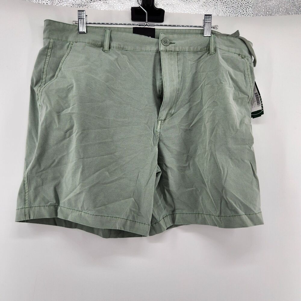 01. Algo Men's Green Size 36 Performance Garment Dye 7" Inseam Chino Shorts NWT‎